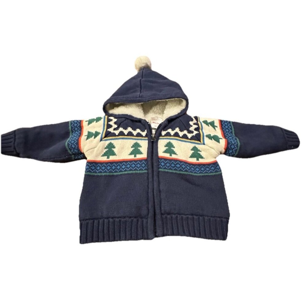Baby Hannah Anderson Faux Fur Lined Knit Winter Sweater 12-18 Mo Hood